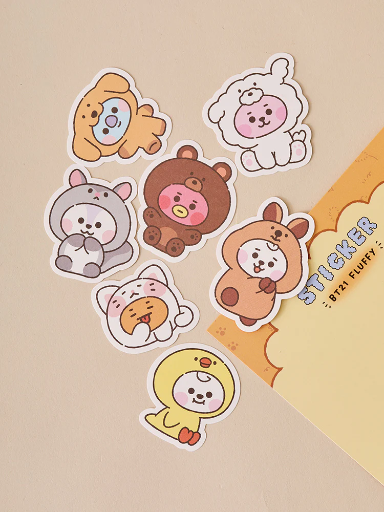 BT21 Fluffy Baby Sticker Set (7 pcs) - Image 2