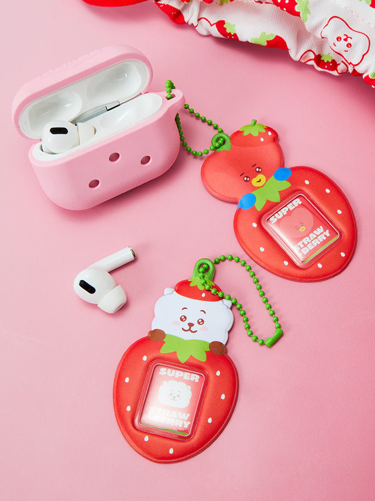 BT21 Strawberry Party PVC Mini Photo Holder Keyring - Image 3