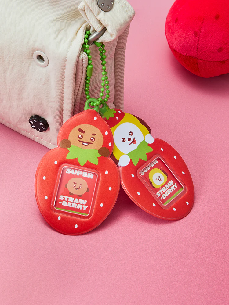 BT21 Strawberry Party PVC Mini Photo Holder Keyring - Image 4