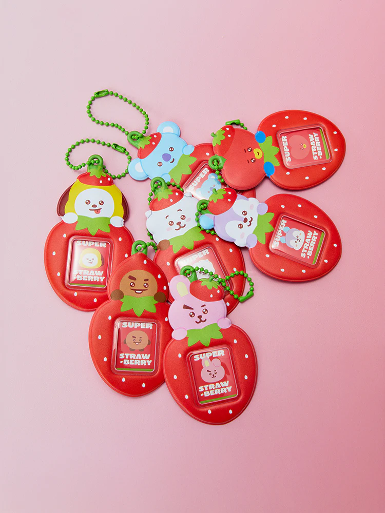 BT21 Strawberry Party PVC Mini Photo Holder Keyring - Image 6