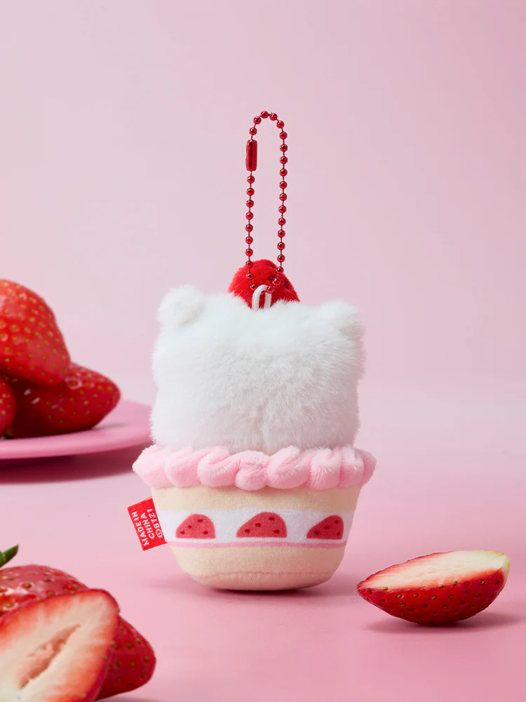 BT21 Strawberry Party Strawberry Tart Plush Keyring - Image 12