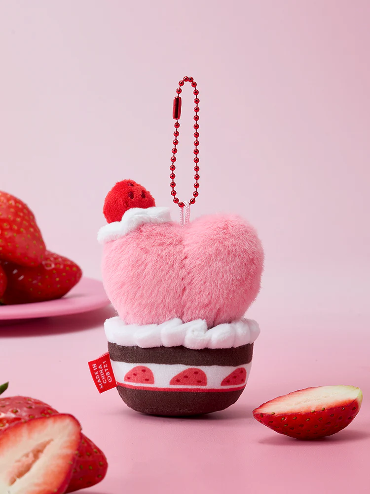BT21 Strawberry Party Strawberry Tart Plush Keyring - Image 8