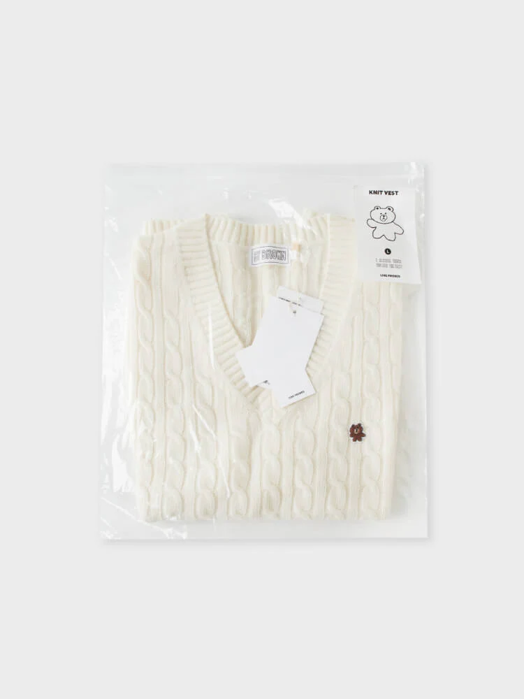 LINE FRIENDS Made by BROWN Knit Vest Ivory - Image 8
