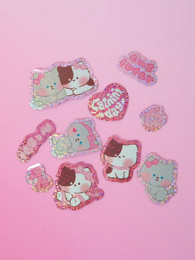 LINE FRIENDS minini catnini Sticker Pouch Keyring - Image 2