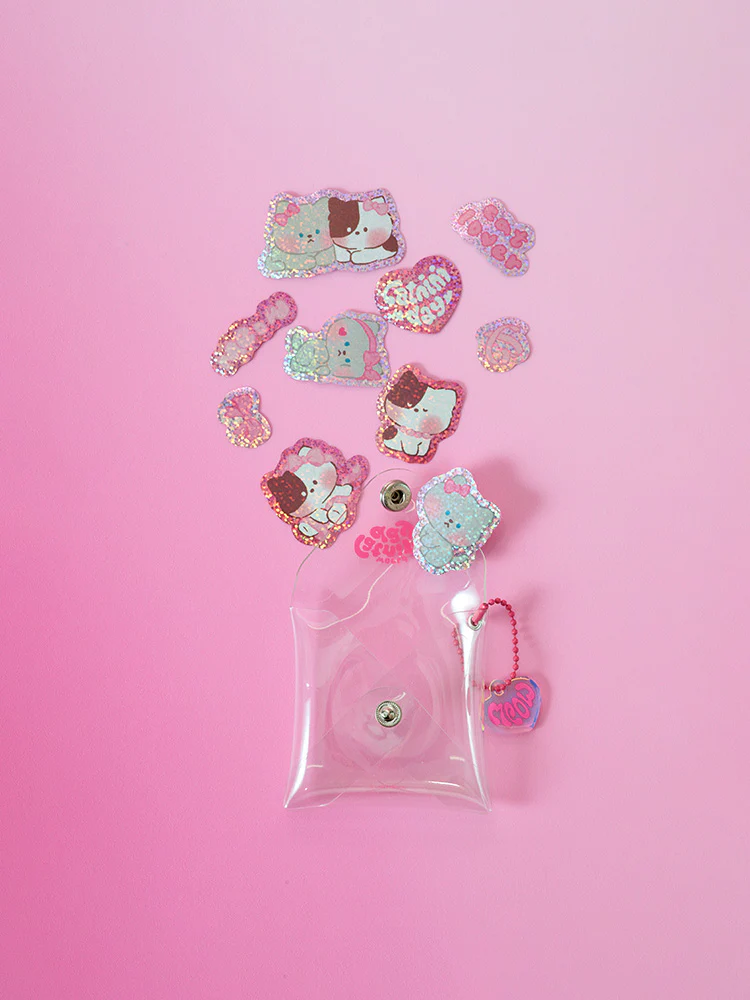 LINE FRIENDS minini catnini Sticker Pouch Keyring - Image 3
