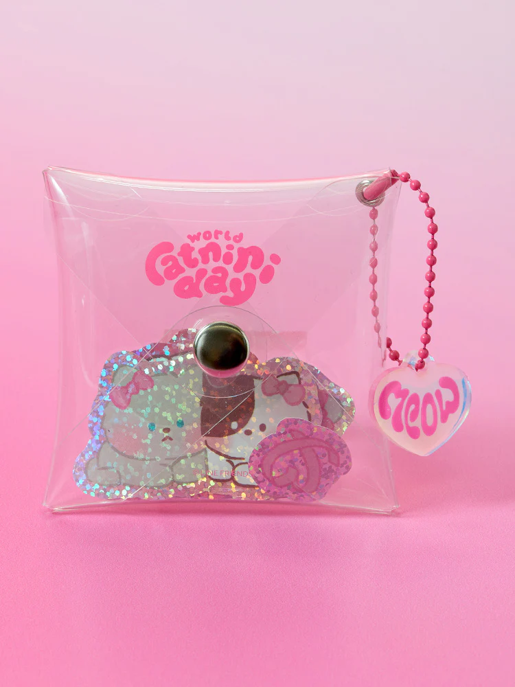 LINE FRIENDS minini catnini Sticker Pouch Keyring - Image 5