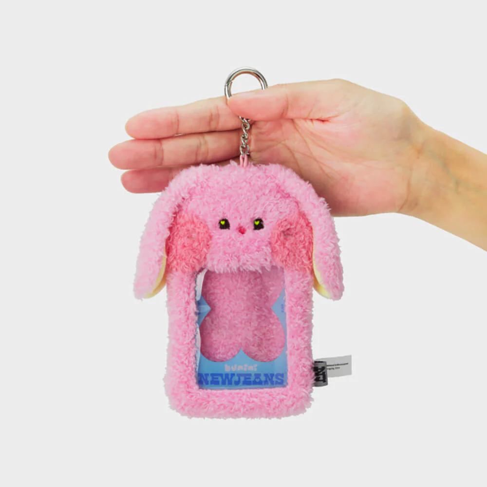 NewJeans bunini Plush Photo Card Holder Keyring (Pink) - Image 2