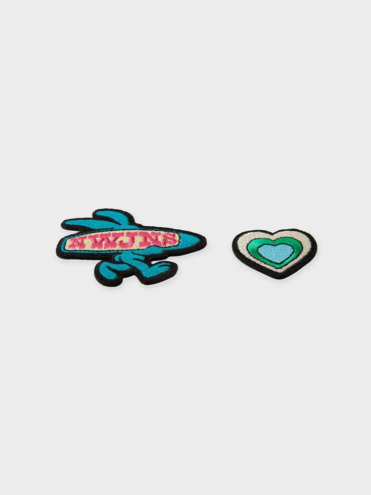 NewJeans X COLLER Get Up Rabbit Embroidered Patch Reversible Sticon (2pcs) - Image 3