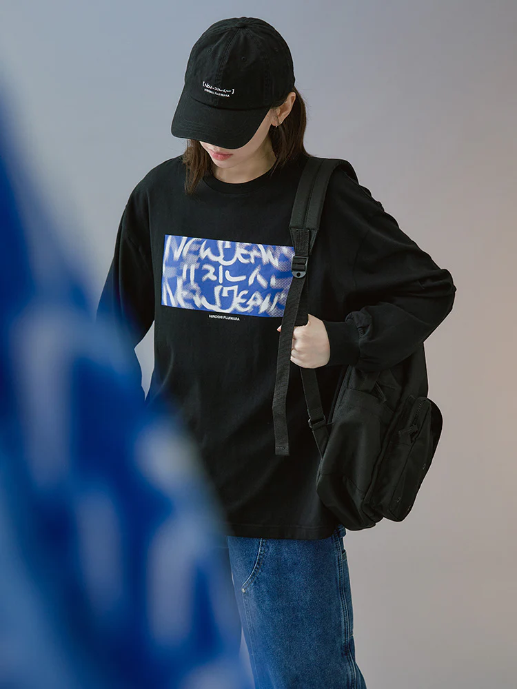 NewJeans X Hiroshi Fujiwara COLLER Long Sleeve Shirt Ver. 1 (BLACK) - Image 3
