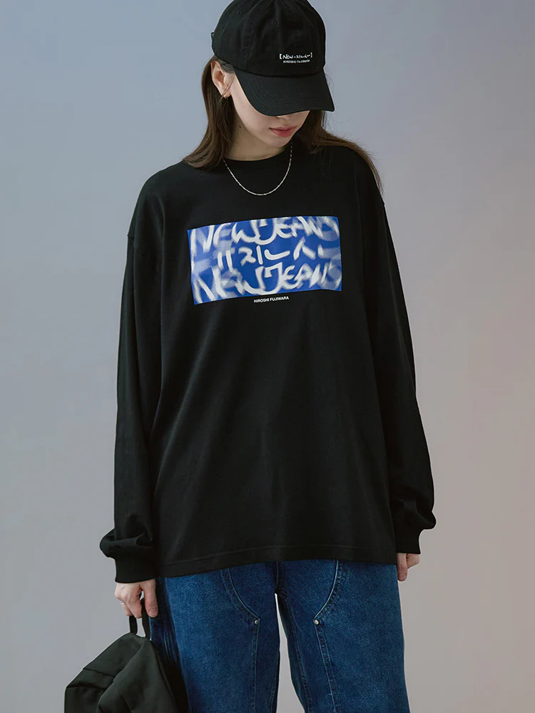 NewJeans X Hiroshi Fujiwara COLLER Long Sleeve Shirt Ver. 1 (BLACK) - Image 6