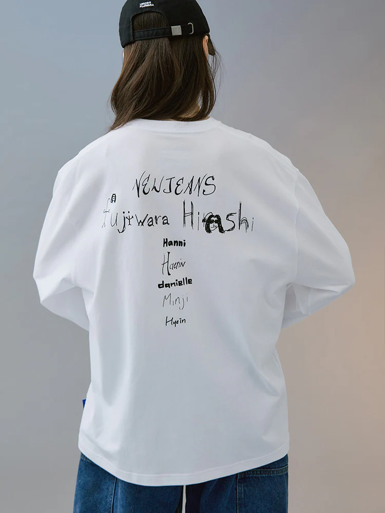 NewJeans X Hiroshi Fujiwara COLLER Long Sleeve Shirt Ver. 3 (WHITE) - Image 4