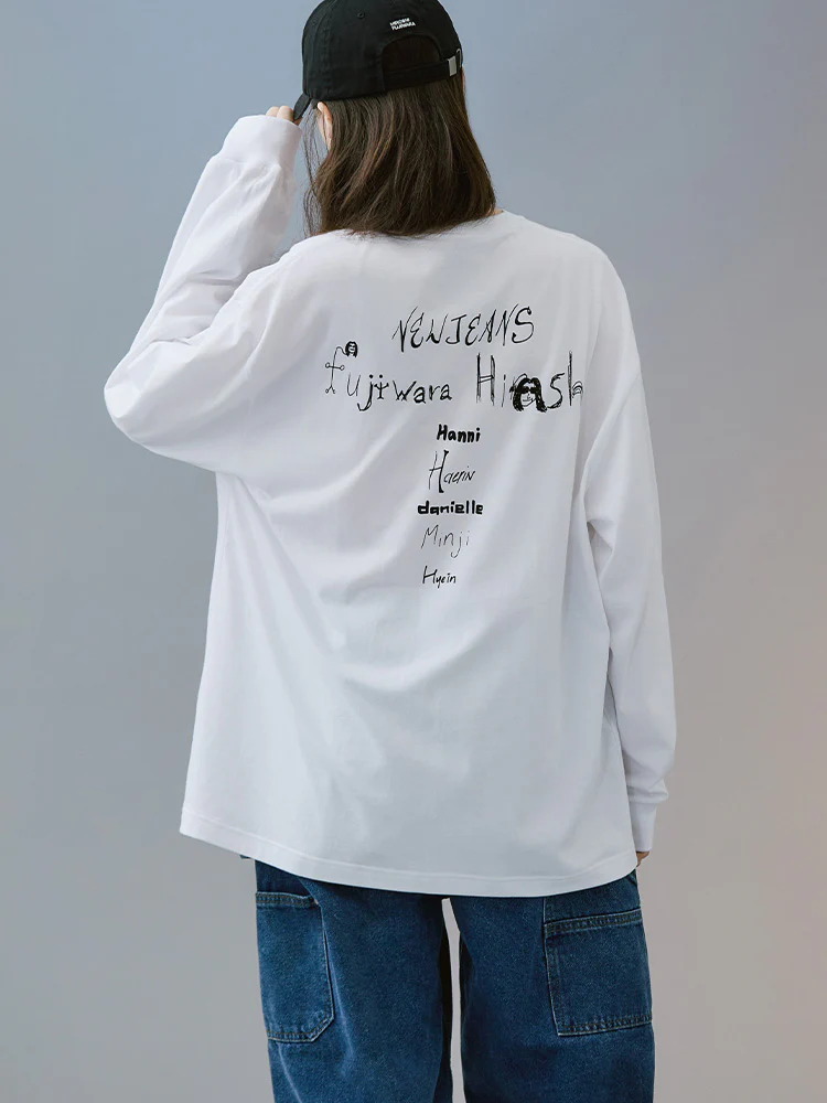 NewJeans X Hiroshi Fujiwara COLLER Long Sleeve Shirt Ver. 3 (WHITE) - Image 5